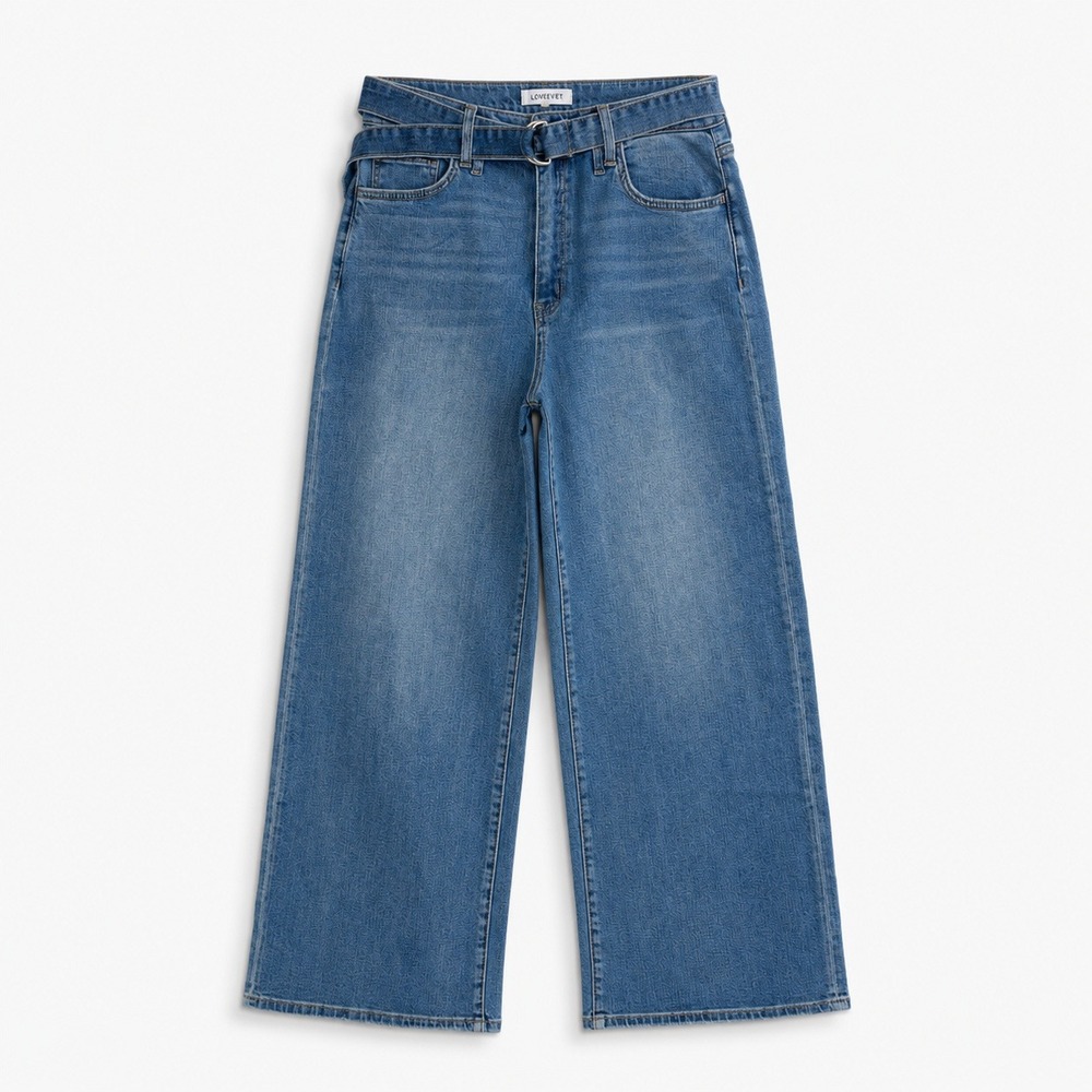 Lovervet by Vervet Super High Rise Extreme Wide Leg Jeans Indigo Blue Size 32/15 - Picture 2 of 8
